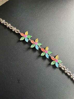 Multicolor Floral Link Bracelet - Women Jewelry